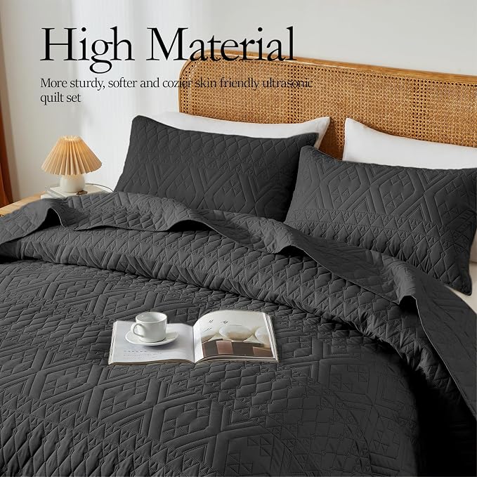 akkialla King/Cal King Size Quilt Bedding Set, Modern Style Geometric Pattern - Image 3