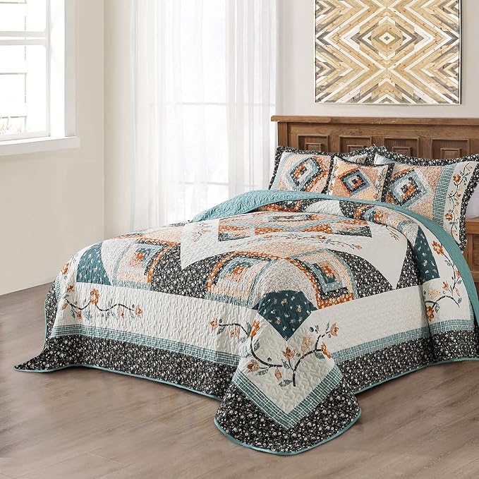 BEDIFANY Cotton California King Size Quilt Sets, Floral Lightweight King Size - Image 2