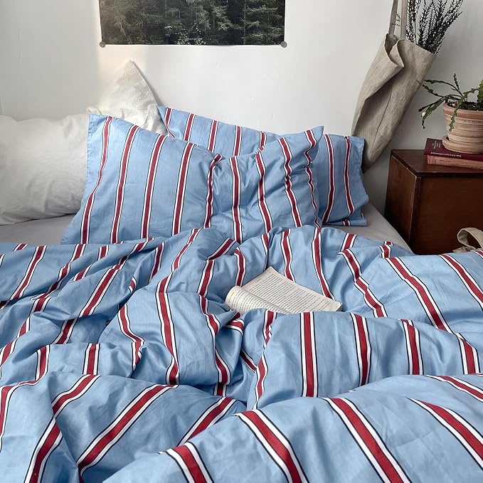 mixinni Vintage Striped Blue Duvet Cover Twin XL - Image 8