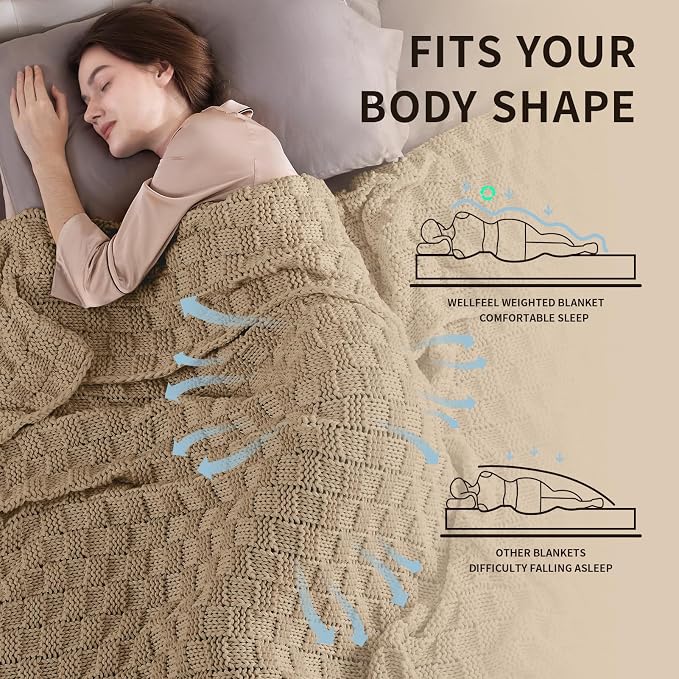 Knitted Weighted Blanket for Adult, No Beads Heavy Blanket 50” x 60'' 7lbs - Image 3