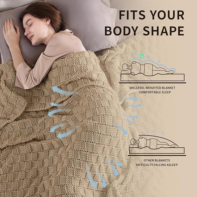 Knitted Weighted Blanket for Adult, No Beads Heavy Blanket 60” x 80'' 17lbs - Image 3