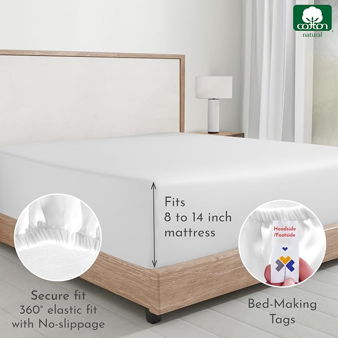California Design Den 2-Pack King Size Fitted Sheets Only - Image 5
