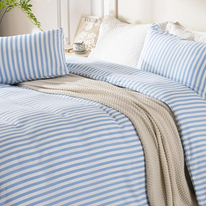ROSE&RISY Blue King Duvet Cover Set, 3 Pieces Soft Bedding Set, Breathable and - Image 6