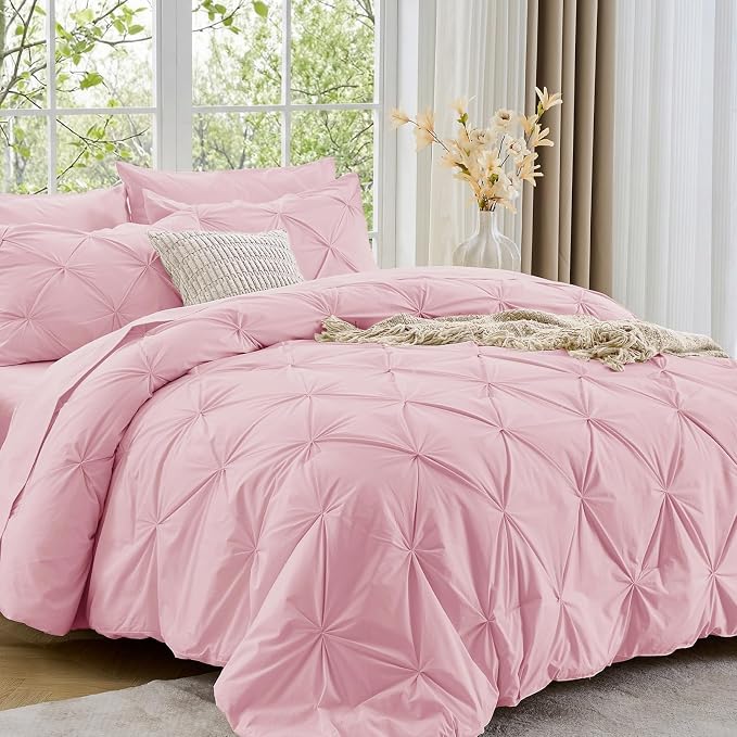 Sasttie Twin Comforter Set, 5-Piece Bed in a Bag, Pintuck Bedding Sets by SASTTIE