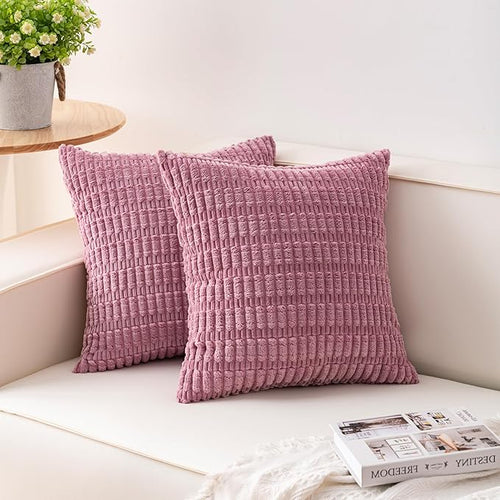 Aegero Pack of 2 Corduroy Decorative Throw Pillow Covers 18x18 InchSoft Boho by Unknown