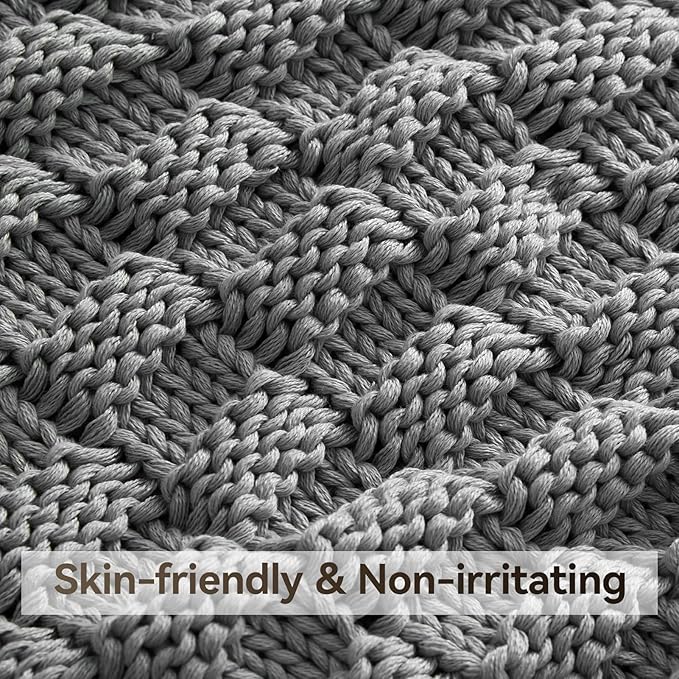 Knitted Weighted Blanket for Adult, No Beads Heavy Blanket 60” x 80'' 12lbs - Image 4
