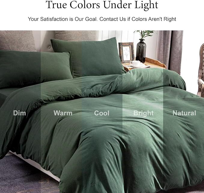 PURE ERA Jersey Knit Forest Green Duvet Cover Set 100% T-Shirt Cotton Super - Image 6