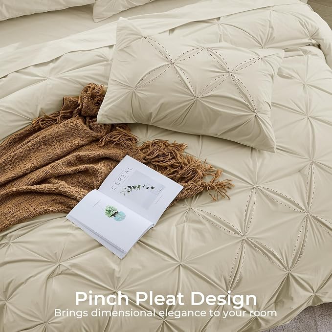 Sasttie Twin XL Comforter Set, 5-Piece Bed in a Bag, Pintuck Bedding Sets - Image 4