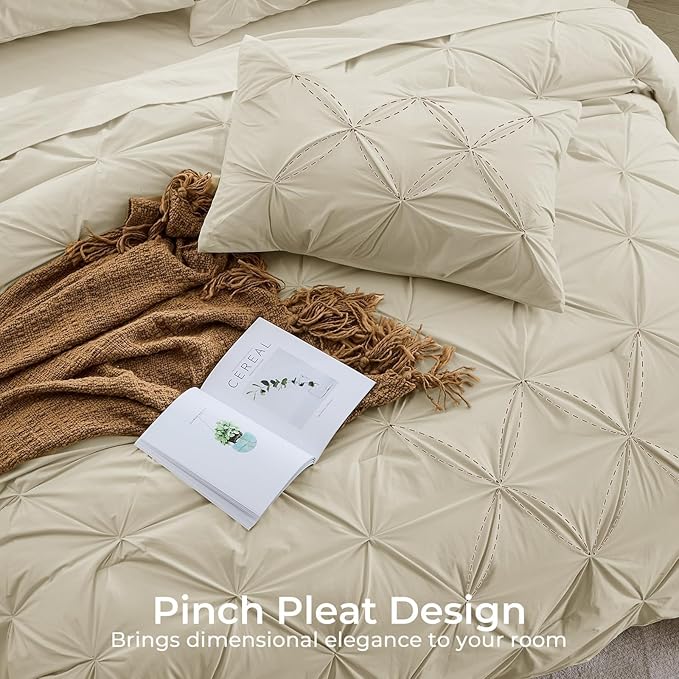 Sasttie California King Comforter Set, 7-Piece Bed in a Bag Cal King, Pintuck - Image 4