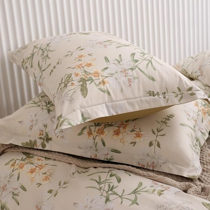 OAITE Duvet Cover Set Twin Size Floral Pattern 600 Thread Count Ultra Soft 100% - Image 6