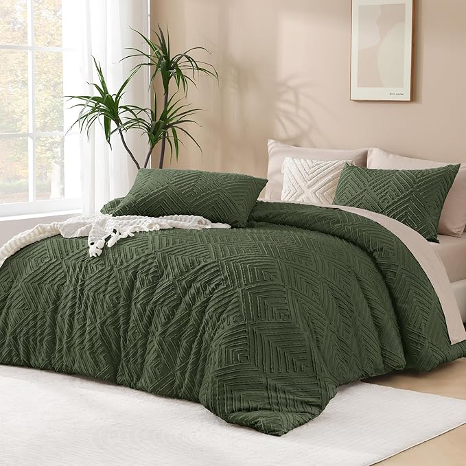 Andency Olive Green Oversized King Comforter 120"x120", 3 Pieces Super King by Andency