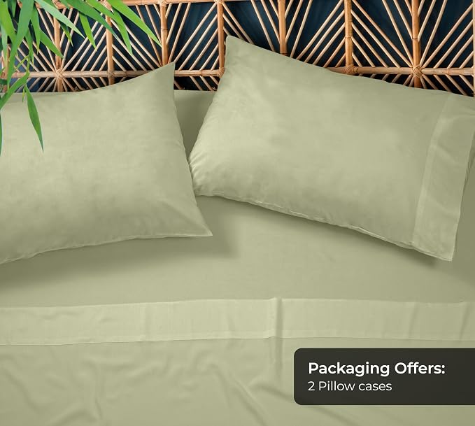 Royale Linens Cooling Pillow Cases Queen Size Set of 2-100% Rayon Derived from - Image 5