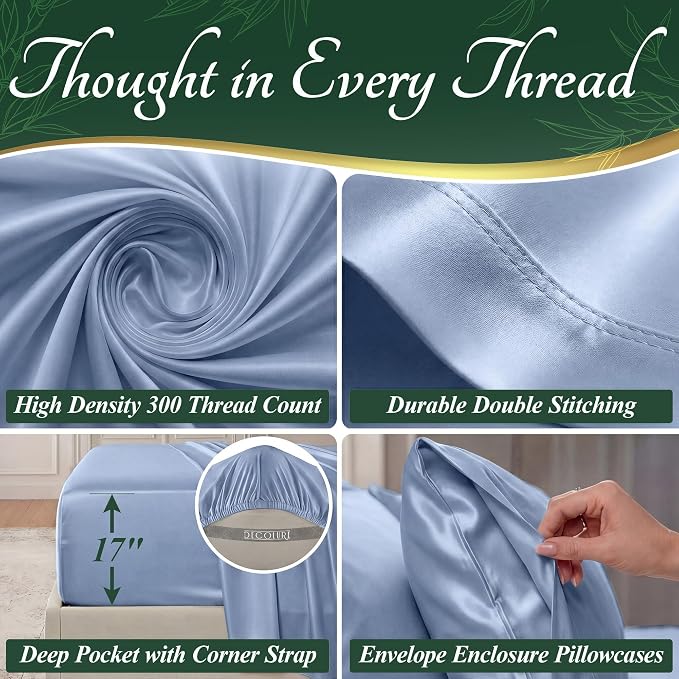 DECOLURE 100% Viscose Derived from Bamboo Sheets Queen Size - Image 4
