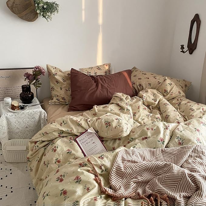 mixinni Vintage Floral Duvet Cover Twin XL Size by mixinni