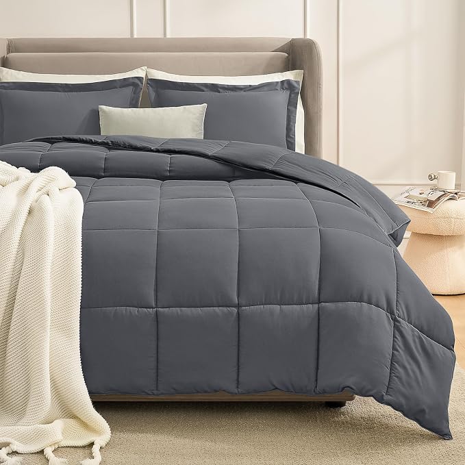 Homelike Moment California King Comforter Set Dark Grey, Lightweight Cal King by HomelikeMoment