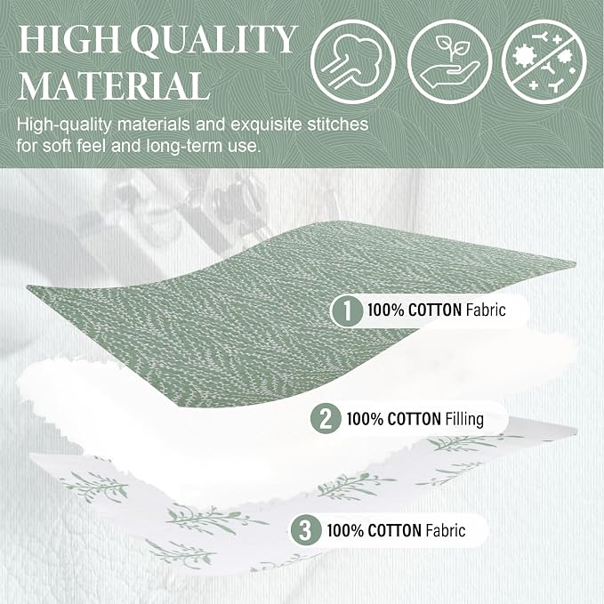 SahSahCasa Quilt Set Queen Size, 100% Cotton Quilt Bedding Set Bedspread - Image 5