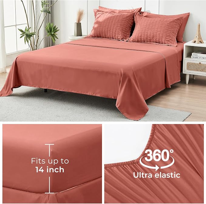 HYMOKEGE Coral Twin XL Comforter Set Seersucker 5 Pieces, All Season Luxury Bed - Image 7