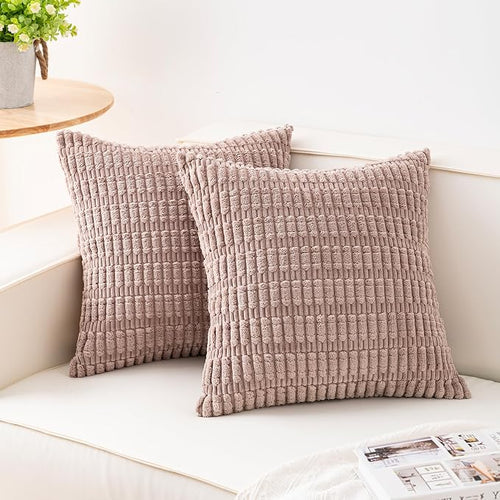 Aegero Pack of 2 Corduroy Decorative Throw Pillow Covers 24x24 Inch Soft by Unknown
