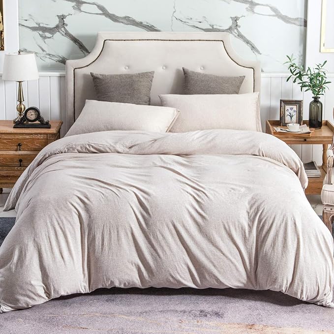 PURE ERA Jersey Knit Duvet Cover Set 100% T-Shirt Cotton Super Soft Comfy 3pc - Image 5
