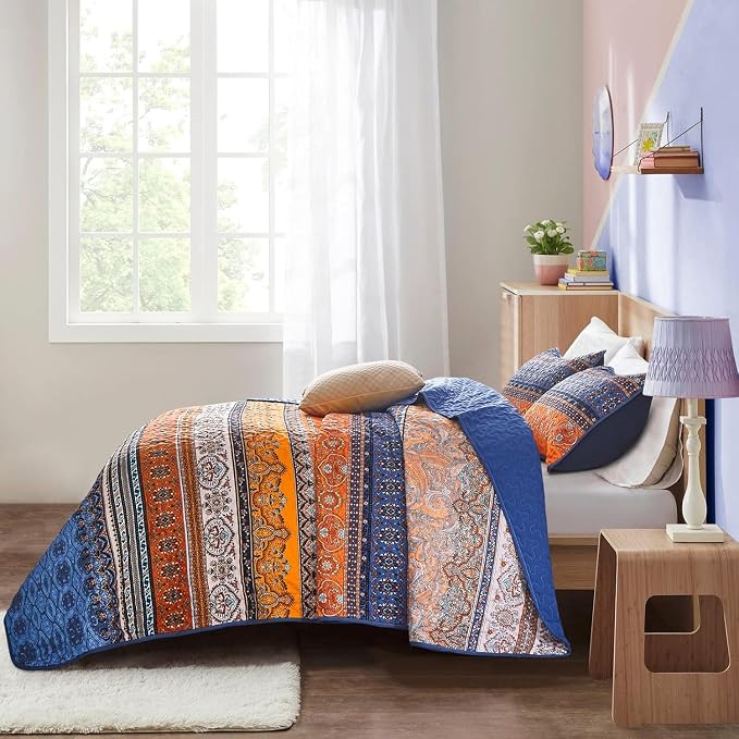 WONGS BEDDING Boho Quilt Set California King, Lightweight Microfiber Bed Decor - Image 4