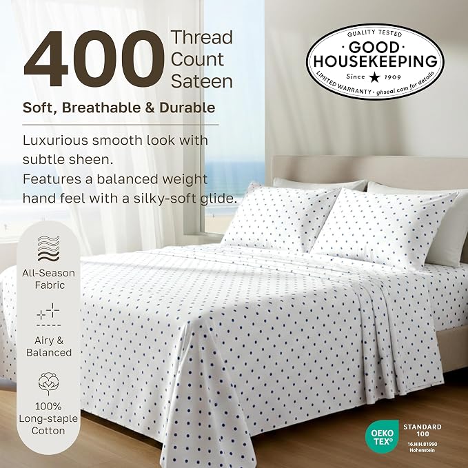 California Design Den Soft 100% Cotton Cal King Sheet Set, 400 TC Good - Image 3