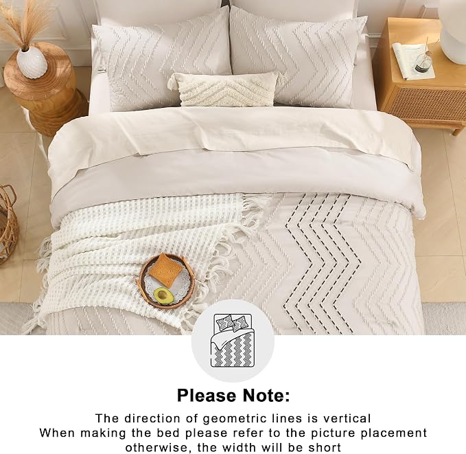 Andency Comforter Full Size Set, 3 Pieces Aesthetic Chevron Farmhouse Cute - Image 5