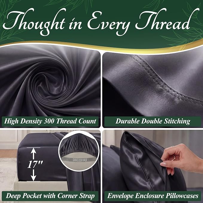 DECOLURE 100% Viscose Derived from Bamboo Sheets Twin Size - Image 4