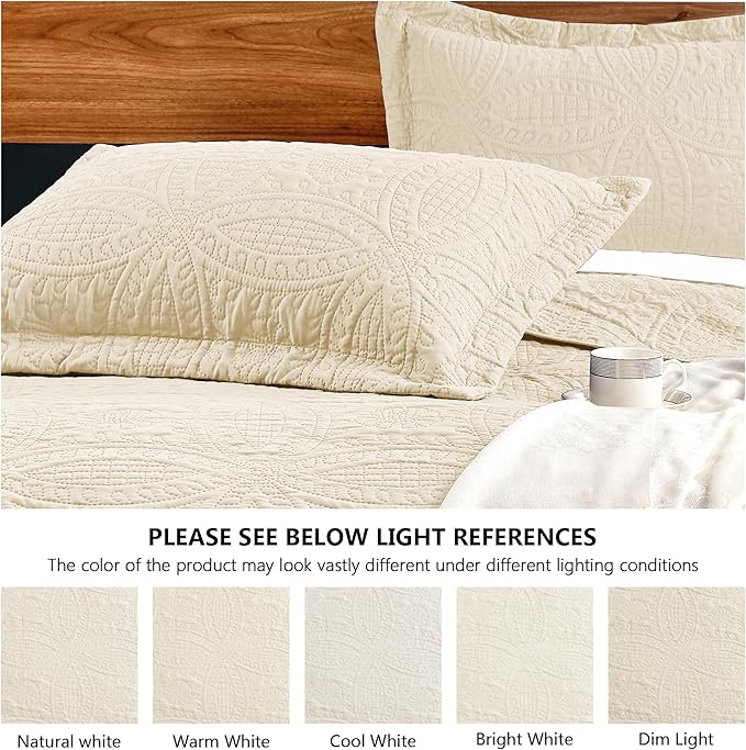 Love's cabin Quilts for Full Bed Beige Bedspread Comforters Bedding Set - Image 5