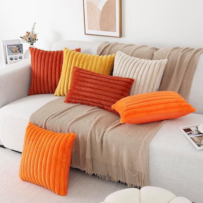 Pallene Faux Fur Plush Fall Throw Pillow Covers 26x26 Set of 2, Luxury Soft - Image 6