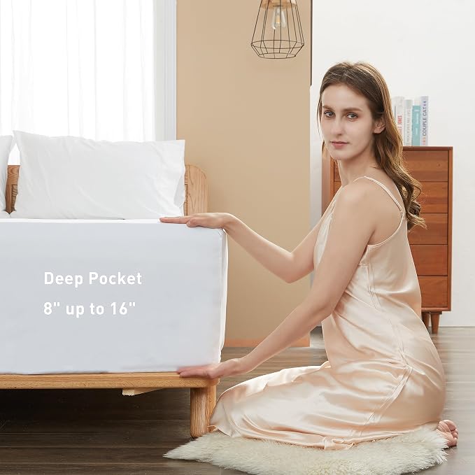 Sunflower King Fitted Sheet, 1-Piece Deep Pocket Fitted Bottom Sheet 16" - Image 3