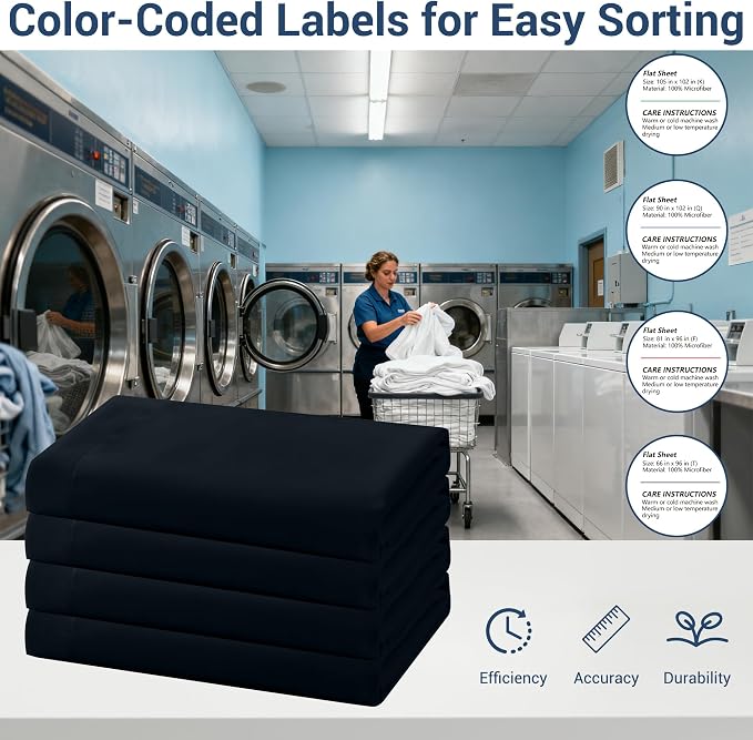 Bulk Twin Flat Sheets Only, 6 Pack Quick Sort Top Bed Sheet, Color-Coded Label - Image 4