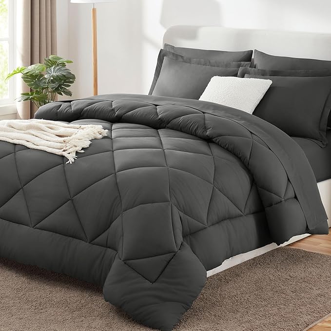 CozyLux Queen Comforter Set Dark Grey by CozyLux