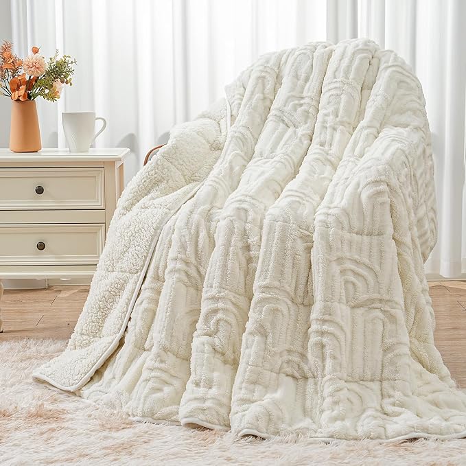 Wemore Jacquard Fleece Weighted Blanket Queen Size 60" x 80" 15lbs, Ultra Soft by WemoreDirect