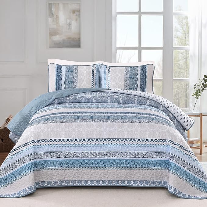 WONGS BEDDING Boho Quilt Set King Size, Lightweight Bedspread Coverlet Bedding by WONGSBEDDING
