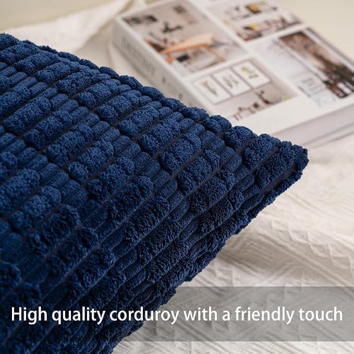 Aegero Pack of 2 Corduroy Decorative Throw Pillow Covers 22x22 Inch Soft - Image 2