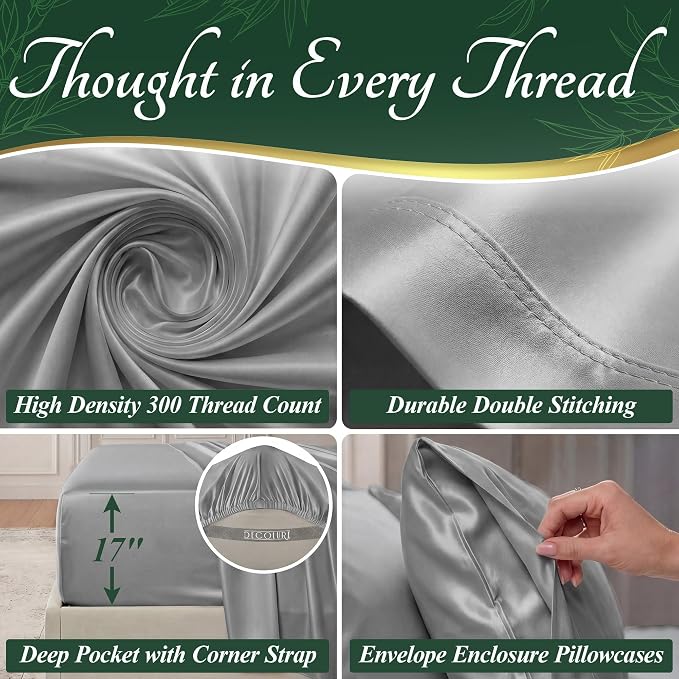 DECOLURE 100% Viscose Derived from Bamboo Sheets Queen Size - Image 4