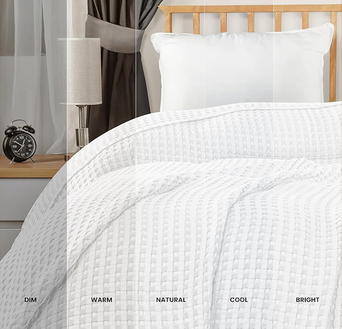 Utopia Bedding White 100% Cotton Waffle Blanket 300 GSM Soft Lightweight - Image 8