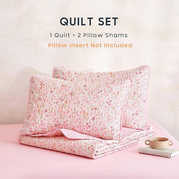 Wake In Cloud - Floral Quilt Set, Cute Vintage Flower Cottagecore Shabby Chic - Image 2