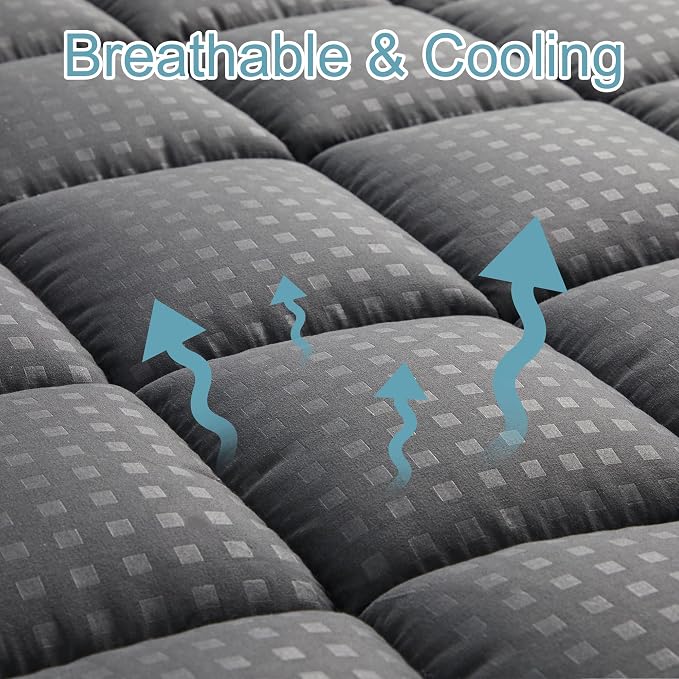 HYLEORY Twin XL Mattress Pad Quilted Fitted Mattress Protector Cooling Pillow - Image 2