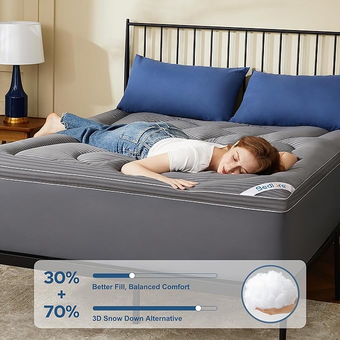 BEDLORE Full Mattress Topper, Thick Pillow Top Pad - Image 2