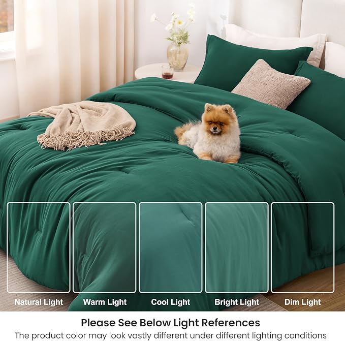 Love's cabin Dark Green Full Comforter Set, 3-Piece Prewashed Bed Set - Image 6