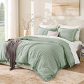Andency Queen Comforter Set Sage Green, 3 Pieces Boho Tassel Lightweight by Andency