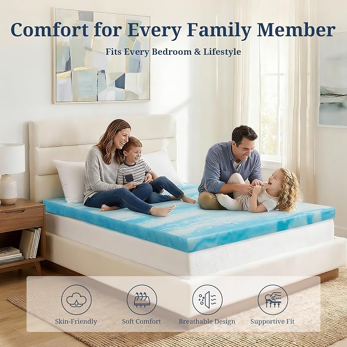 IULULU Queen Size Mattress Topper, 4 Inch Gel Memory Foam Topper, Plush Comfort - Image 7