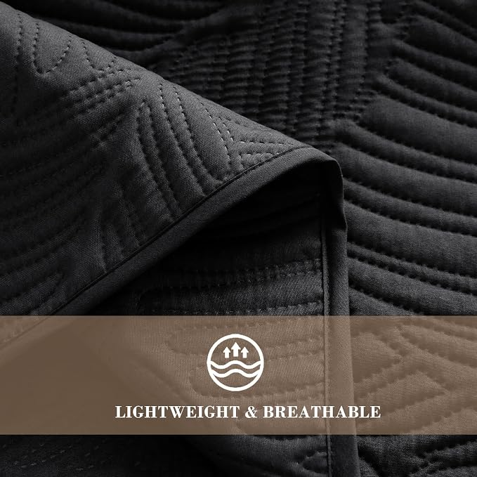 Exclusivo Mezcla Queen Quilt Bedding Set, Lightweight Black Quilts Queen Full - Image 5