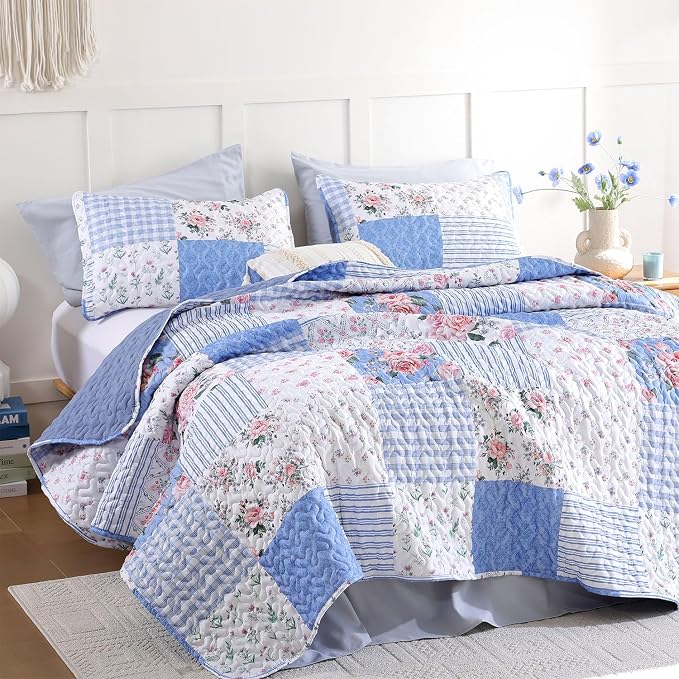 YIKUSH Quilt Sets Queen Size Floral Quilt Set 3 Pieces Bedding Set Bedspreads - Image 5