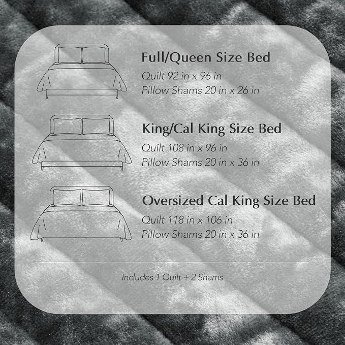 EVERGRACE Velvet Quilt Set Queen Size, Luxurious Soft Striped Channel Bedding - Image 9