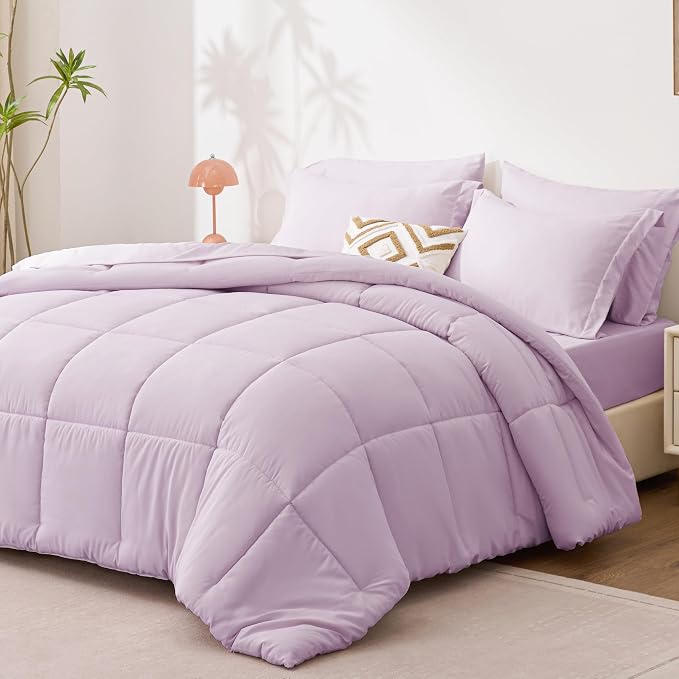 Love's cabin King Size Comforter Set Light Purple, 7 Pieces King Bed in a Bag - Image 2