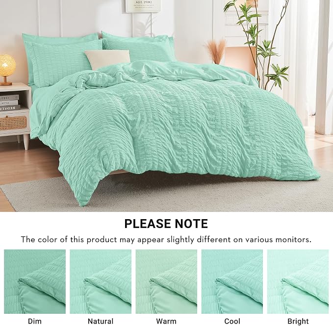 HYMOKEGE Mint Green Twin XL Comforter Set Seersucker 5 Pieces, All Season - Image 5