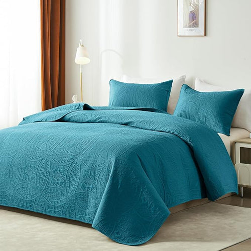 akkialla Teal Full/Queen Quilt Set, Ultrasonic Lightweight Bedspread Coverlet - Image 2