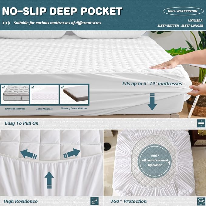 UNILIBRA RV Short Queen Waterproof Mattress Pad Protector, Breathable Hollow - Image 5